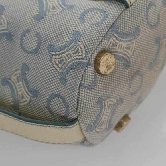 CELINE C Macadam Canvas Shoulder Bag Light Blue Auth yk17148